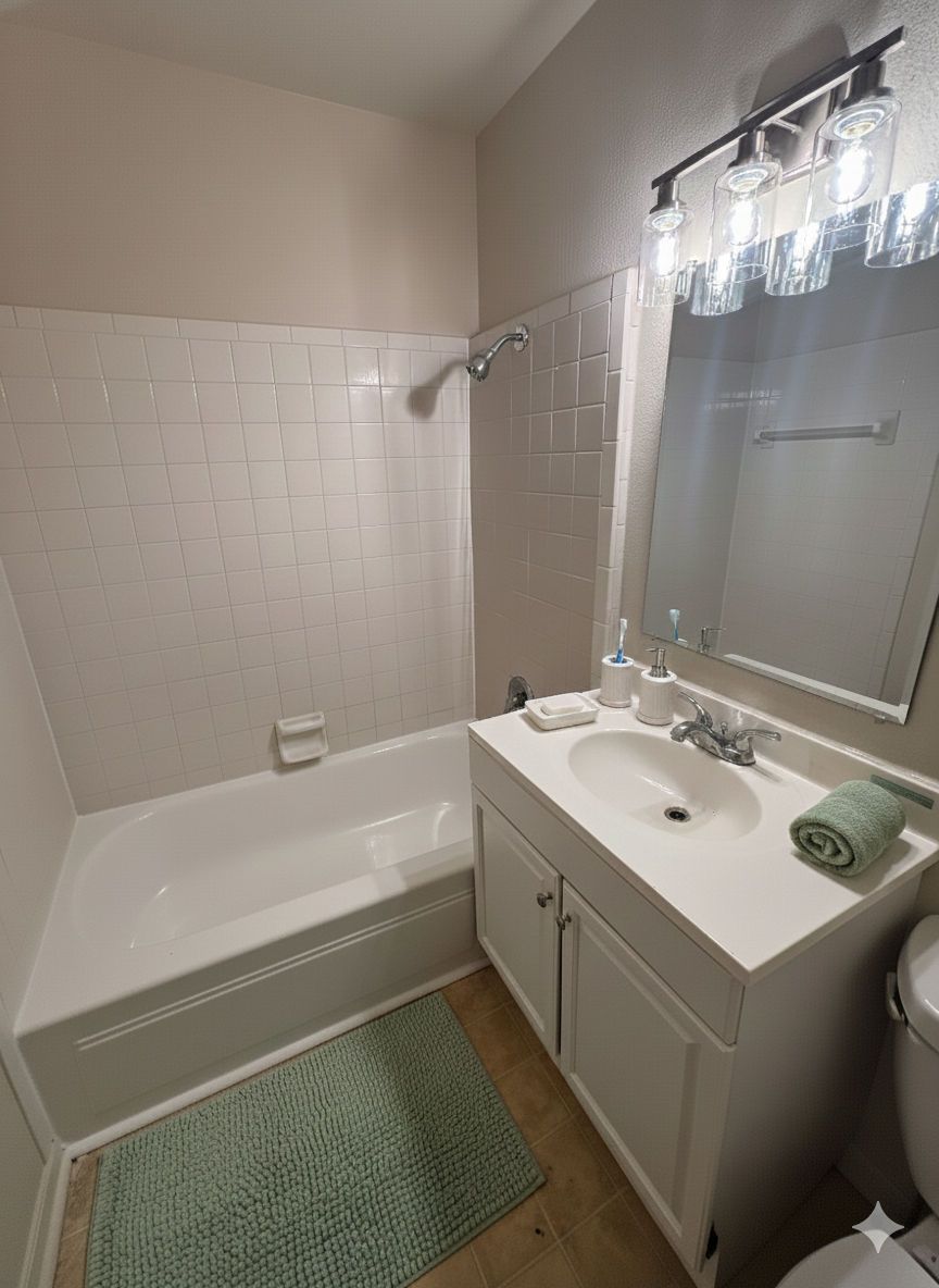 Bathroom with tub and vanity